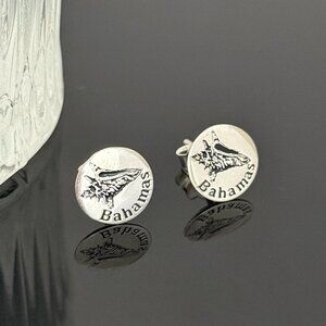 Bahamas Conch Earrings S925 Sterling Silver Handmade Ear Stud